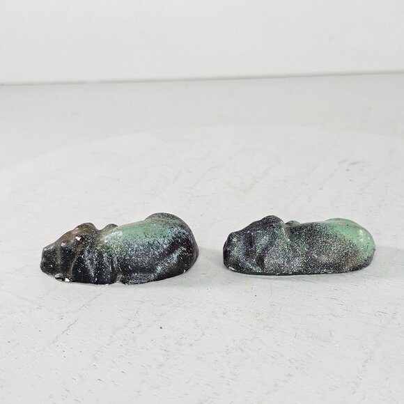 Chalkware Sleeping Hound Dog With Puppies Green Black - Picture 12 of 15